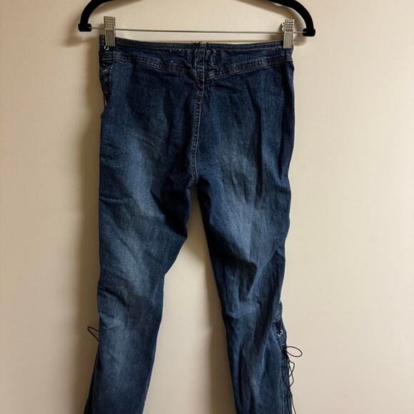 Vintage Y2K R4R Rave Jeans w/ Lace-Up Grommet Waist – Waist 27” - Picture 6 of 8